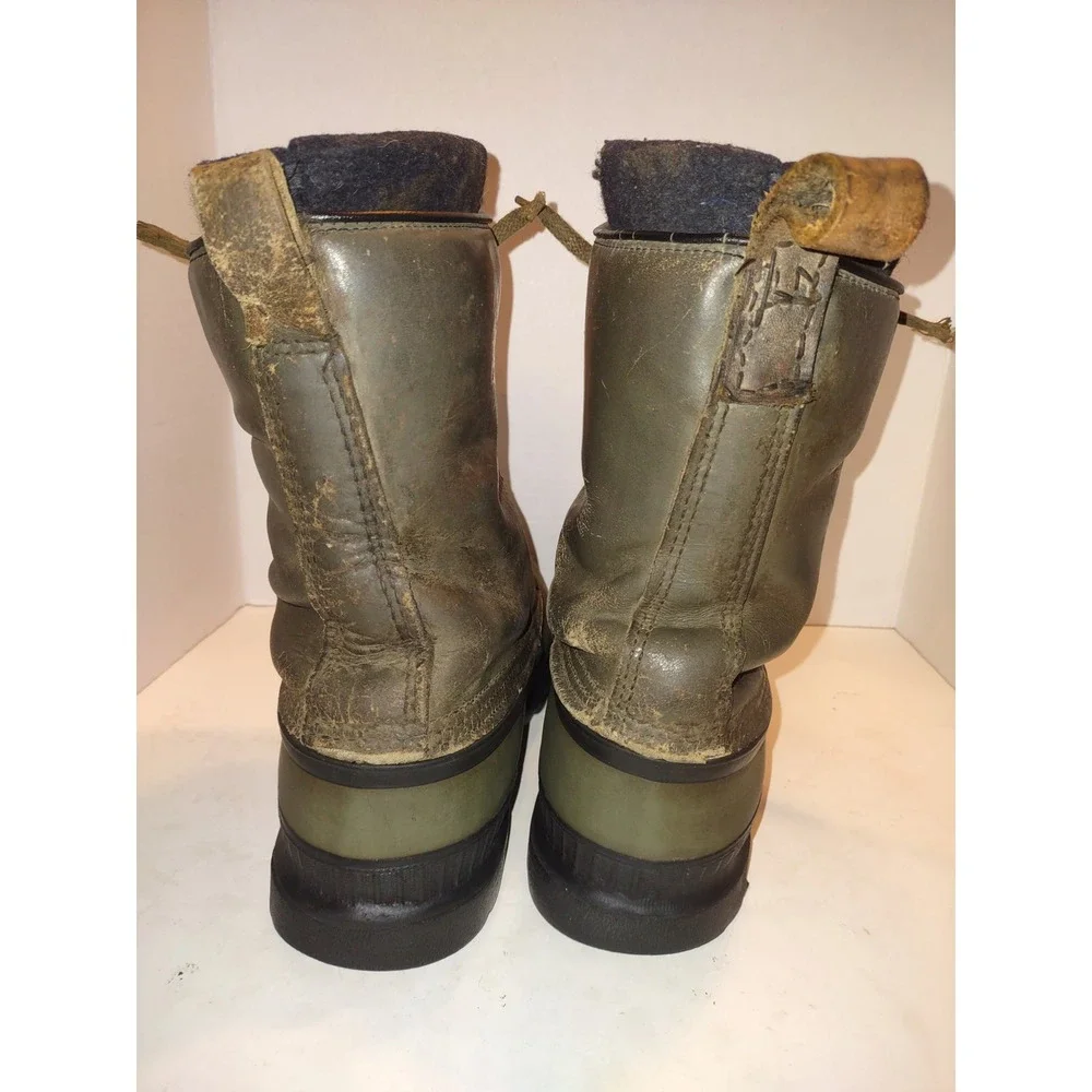 Sorel Mark Kaufman LaCrosse Duck Boots Mens 10.5 Green Leather Rubber USA Liners